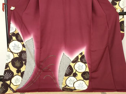 平和屋着物●豪華振袖　花蝶文　梅　暈し染め　金彩　正絹　逸品　AABM8017cs