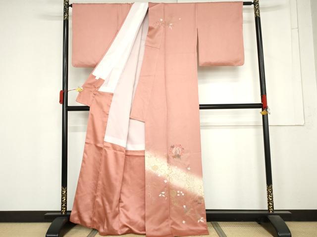 平和屋着物●訪問着　刺繍　鳳凰更紗花文　暈し染め　金銀彩　金糸　正絹　逸品　AABM8019cs