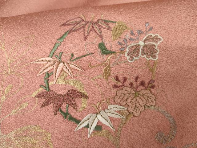 平和屋着物●訪問着　刺繍　鳳凰更紗花文　暈し染め　金銀彩　金糸　正絹　逸品　AABM8019cs