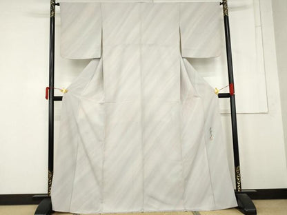 平和屋着物●染色作家　斉藤三才　小紋　斜縞　正絹　逸品　AABM8023cs