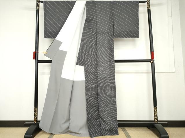 平和屋着物●二代目 川村久太郎　訪問着　紬地　流水文　正絹　逸品　未使用　AABM8024cs