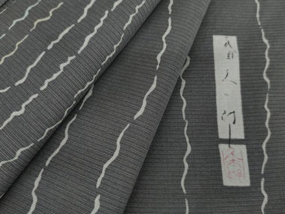 平和屋着物●二代目 川村久太郎　訪問着　紬地　流水文　正絹　逸品　未使用　AABM8024cs