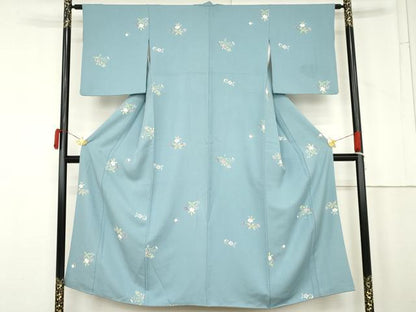平和屋着物●上質な小紋　草花文　正絹　逸品　AABM8036cs