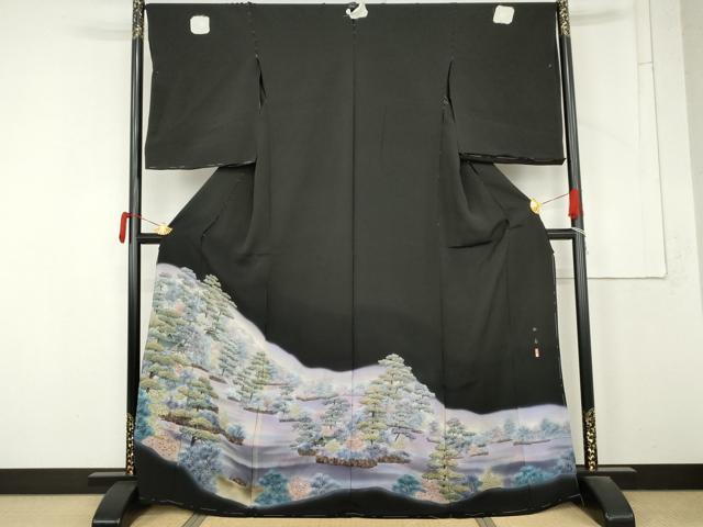 平和屋着物●豪華黒留袖　作家物　松島　暈し染め　浜ちりめん　仮絵羽　正絹　逸品　未使用　AABM8042cs