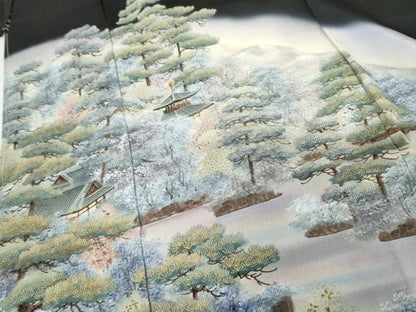 平和屋着物●豪華黒留袖　作家物　松島　暈し染め　浜ちりめん　仮絵羽　正絹　逸品　未使用　AABM8042cs