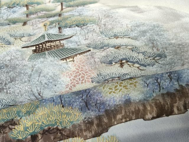 平和屋着物●豪華黒留袖　作家物　松島　暈し染め　浜ちりめん　仮絵羽　正絹　逸品　未使用　AABM8042cs