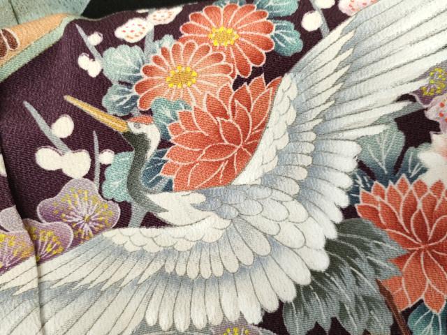 平和屋着物●豪華黒留袖　駒刺繍　扇面花鳥文　金彩　仮絵羽　正絹　逸品　未使用　AABM8044cs