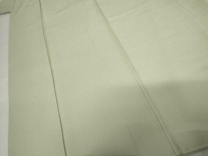平和屋着物●上質な色無地　霞地紋　若芽色　正絹　逸品　AABM8052cs