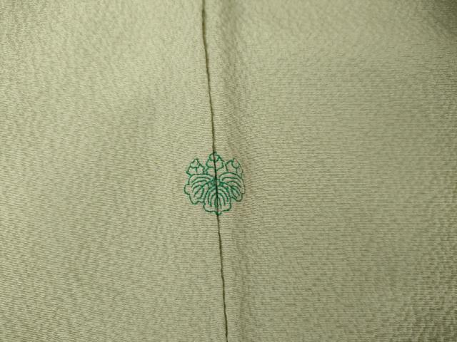 平和屋着物●上質な色無地　霞地紋　若芽色　正絹　逸品　AABM8052cs