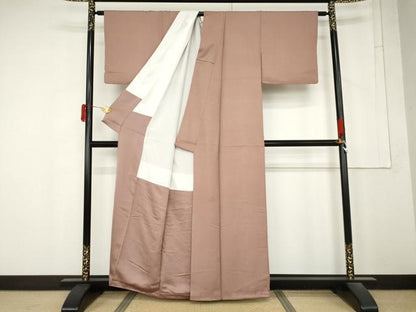 平和屋着物●本草木染作家　圓啓　色無地　花唐草地紋　鴇浅葱色　正絹　逸品　AABM8053cs