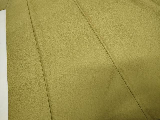 平和屋着物●上質な色無地　氷割れ地紋　青朽葉色　正絹　逸品　AABM8054cs