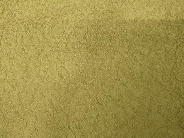 平和屋着物●上質な色無地　氷割れ地紋　青朽葉色　正絹　逸品　AABM8054cs
