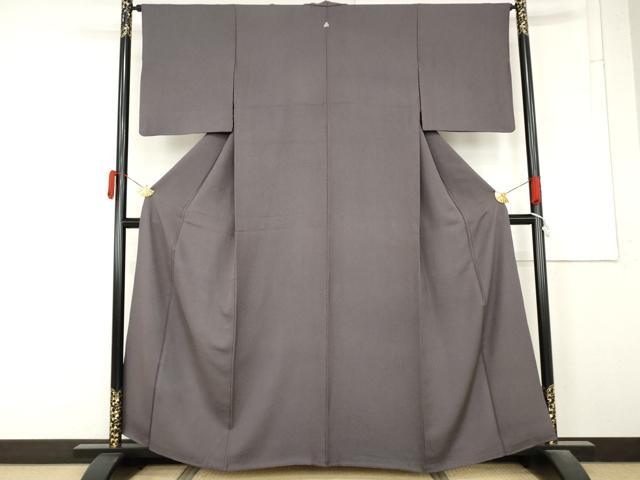 平和屋着物●上質な色無地　紋意匠　褐色　正絹　逸品　AABM8057cs