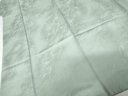 平和屋着物●上質な色無地　枝花地紋　青磁鼠色　正絹　逸品　AABM8061cs