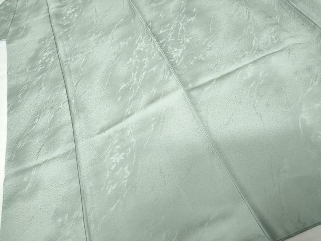 平和屋着物●上質な色無地　枝花地紋　青磁鼠色　正絹　逸品　AABM8061cs