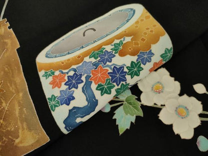 平和屋着物●本加賀友禅作家　水野博　黒留袖　仕覆花文　正絹　逸品　AABM8064cs