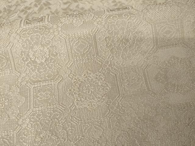 平和屋着物●上質な色無地　吉祥花地紋　亜麻色　正絹　逸品　AABM8065cs