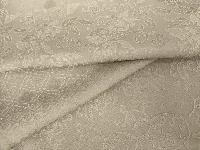 平和屋着物●上質な色無地　吉祥花地紋　亜麻色　正絹　逸品　AABM8065cs