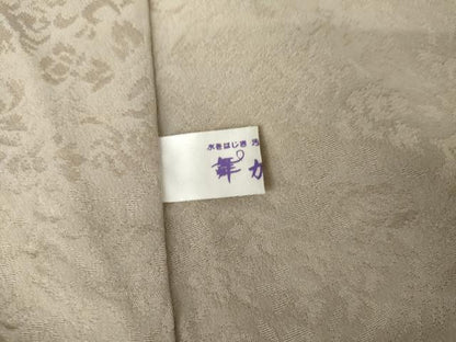 平和屋着物●上質な色無地　吉祥花地紋　亜麻色　正絹　逸品　AABM8065cs