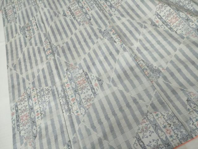平和屋着物●本場大島紬　白大島　総絣　洋花文　正絹　逸品　未使用　AABM8067cs