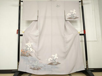 平和屋着物●訪問着　流水花文　金彩　正絹　逸品　未使用　AABM8068cs