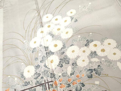 平和屋着物●訪問着　流水花文　金彩　正絹　逸品　未使用　AABM8068cs