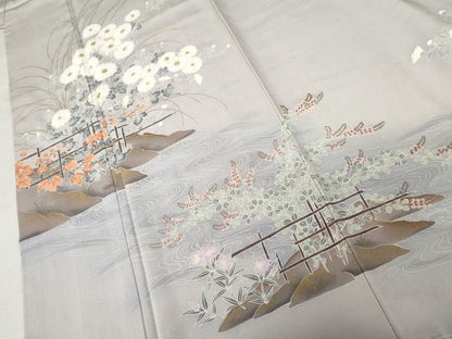 平和屋着物●訪問着　流水花文　金彩　正絹　逸品　未使用　AABM8068cs