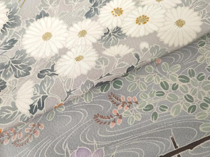 平和屋着物●訪問着　流水花文　金彩　正絹　逸品　未使用　AABM8068cs