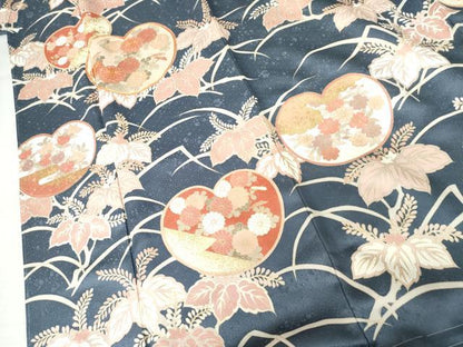 平和屋着物●訪問着　草花文　桐　金彩　正絹　逸品　AABM8071cs