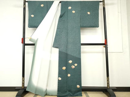 平和屋着物●訪問着　刺繍　貝桶花文　金糸　金彩　正絹　逸品　未使用　AABM8078cs