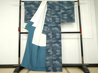平和屋着物●江戸小紋　切嵌花文　正絹　逸品　AABM8086cs
