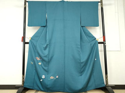 平和屋着物●涌波紅彩　色留訪問着　金膿　宝尽くし　正絹　逸品　AABM8088cs