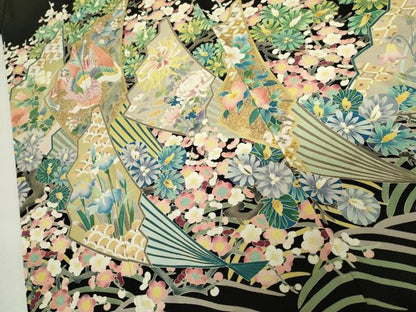 平和屋着物●豪華黒留袖　作家物　鳳凰扇花文　金彩　正絹　逸品　AABM8099cs