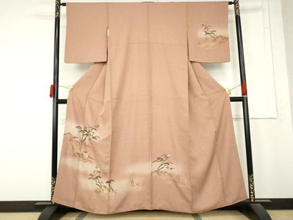 平和屋着物●訪問着　御所車松竹梅文　暈し染め　金彩　正絹　逸品　AABM8101cs