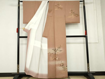 平和屋着物●訪問着　御所車松竹梅文　暈し染め　金彩　正絹　逸品　AABM8101cs