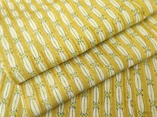 平和屋着物●工芸小紋　幾何学縞　正絹　逸品　AABM8113cs