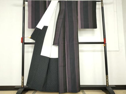 平和屋着物●上質な紬　間道　正絹　逸品　AABM8123cs