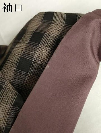平和屋着物●上質な紬　格子　衿：ワンポイント　正絹　逸品　AABM8125cs