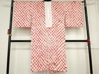 平和屋着物●長襦袢　無双仕立て　蜘蛛絞り　半衿刺繍　正絹　逸品　未使用　AABM8129cs