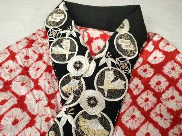 平和屋着物●長襦袢　無双仕立て　蜘蛛絞り　半衿刺繍　正絹　逸品　未使用　AABM8129cs