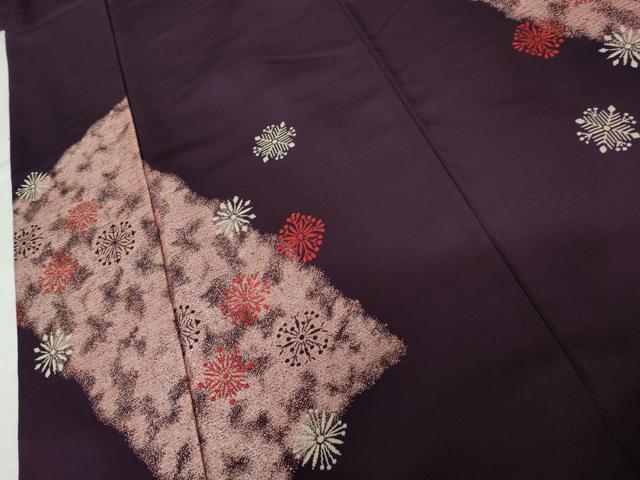 平和屋着物▼上質な小紋　寿光織　舞花文　銀糸　正絹　逸品　AABM8130cs