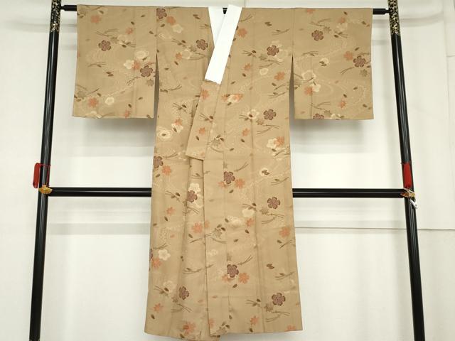 平和屋着物●長襦袢　無双仕立て　流水花文　敷松葉　正絹　逸品　未使用　AABM8144cs