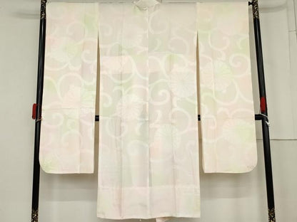 平和屋着物●振袖用長襦袢　無双仕立て　菊唐草地紋　暈し染め　正絹　逸品　AABM8146cs