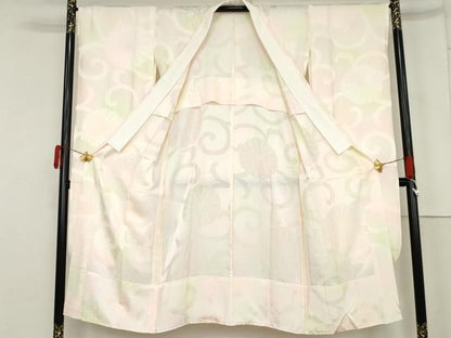 平和屋着物●振袖用長襦袢　無双仕立て　菊唐草地紋　暈し染め　正絹　逸品　AABM8146cs