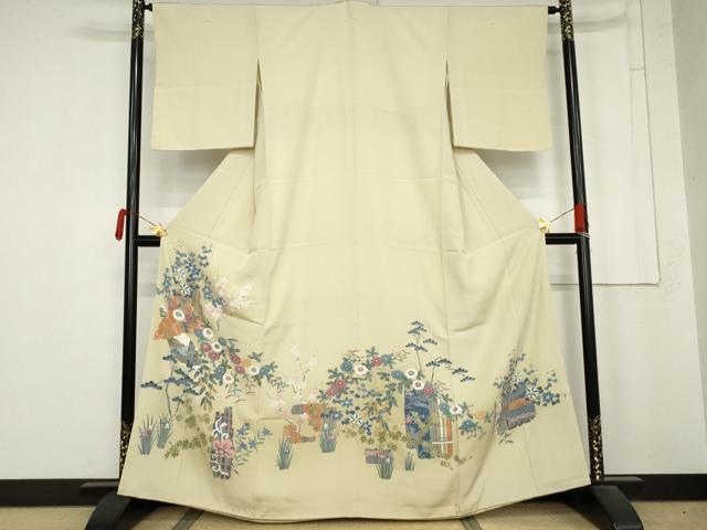 平和屋着物●本加賀友禅作家　寺西一絋　色留袖　枝花文　正絹　逸品　未使用　AABM8150cs