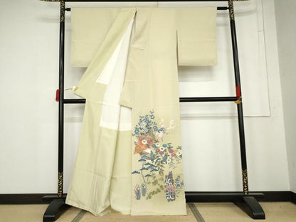 平和屋着物●本加賀友禅作家　寺西一絋　色留袖　枝花文　正絹　逸品　未使用　AABM8150cs