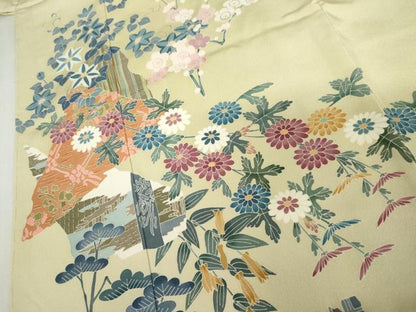 平和屋着物●本加賀友禅作家　寺西一絋　色留袖　枝花文　正絹　逸品　未使用　AABM8150cs