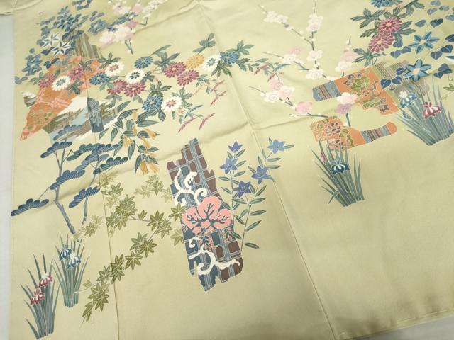 平和屋着物●本加賀友禅作家　寺西一絋　色留袖　枝花文　正絹　逸品　未使用　AABM8150cs