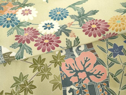 平和屋着物●本加賀友禅作家　寺西一絋　色留袖　枝花文　正絹　逸品　未使用　AABM8150cs