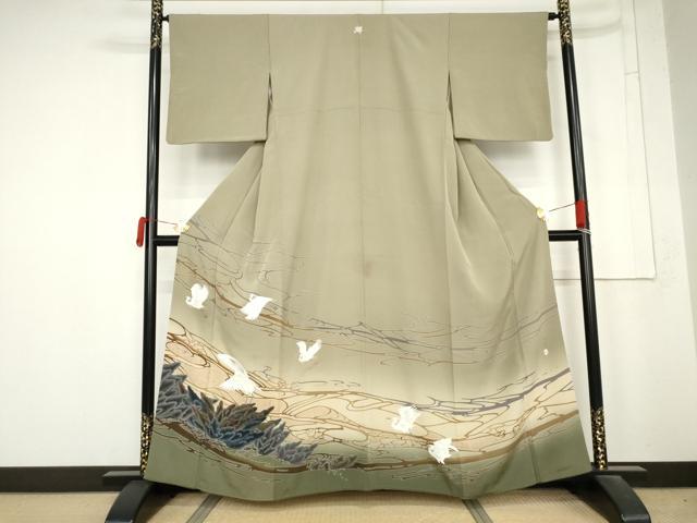 平和屋着物●本加賀友禅作家　木村州宏　色留袖　白鷺に松　暈し染め　正絹　逸品　AABM8151cs
